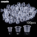 100pc S/M/L Plastic Disposable Microblading Tattoo Ink Cups Permanent Makeup Pigment Clear Holder Container Cap Tattoo Accessory